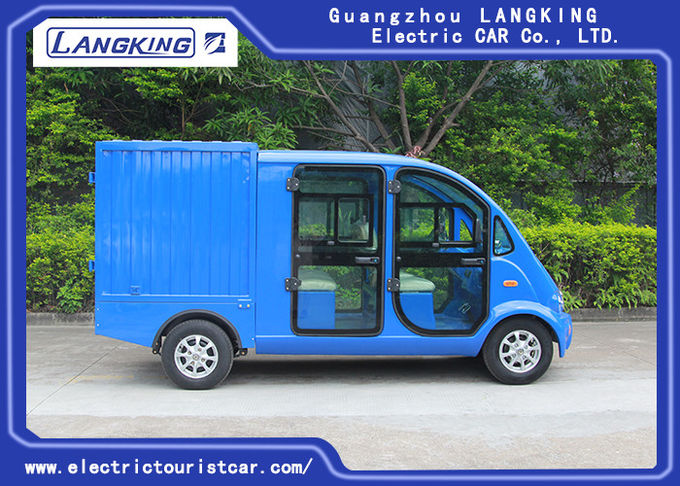 青い色の電気パトカー4kW DCモーターによって運転されるBattery-powered CarryヴァンWith Enclosedの貨物箱 0
